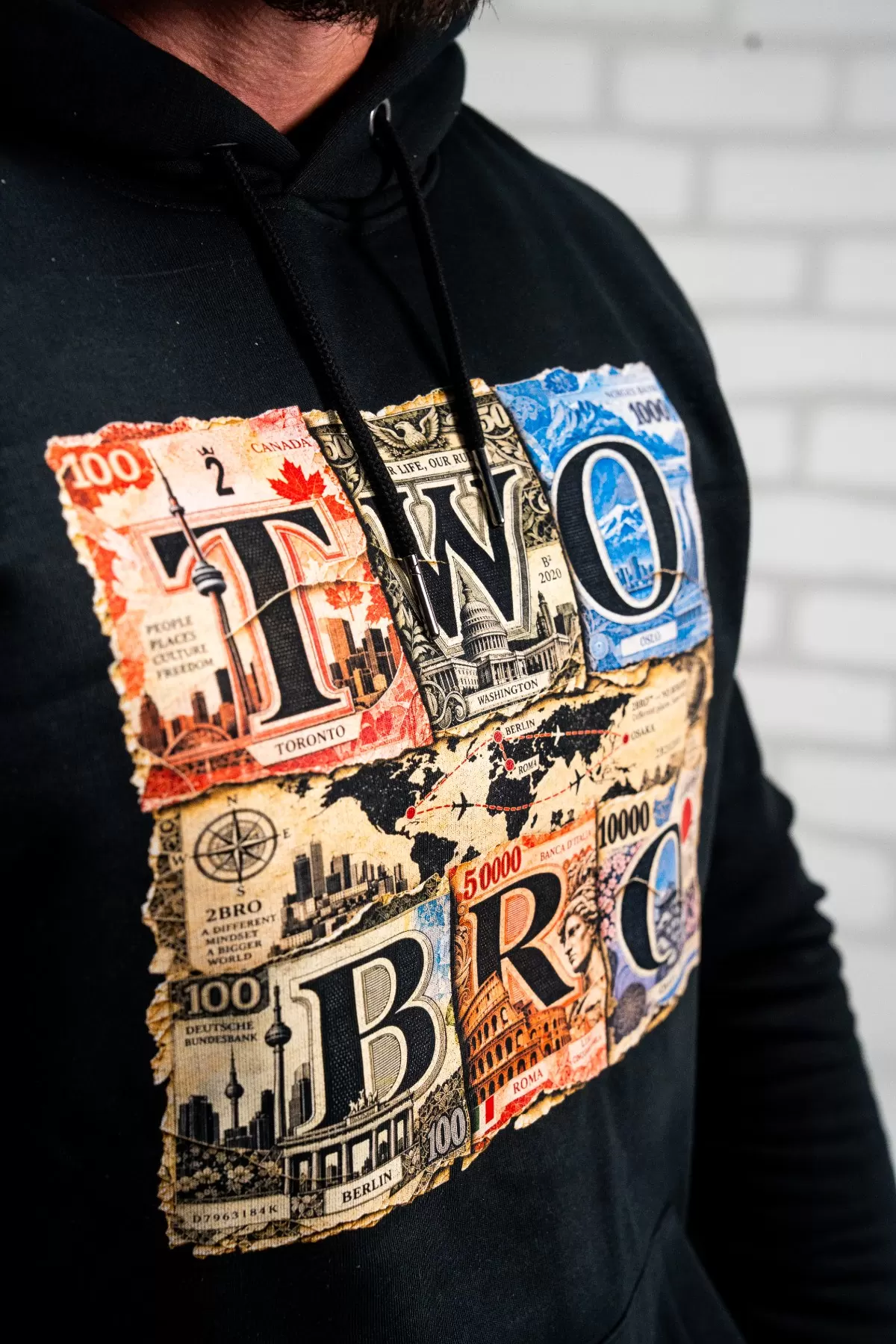 NO BORDERS - 2BRO - HOODIE - BLACK - 2