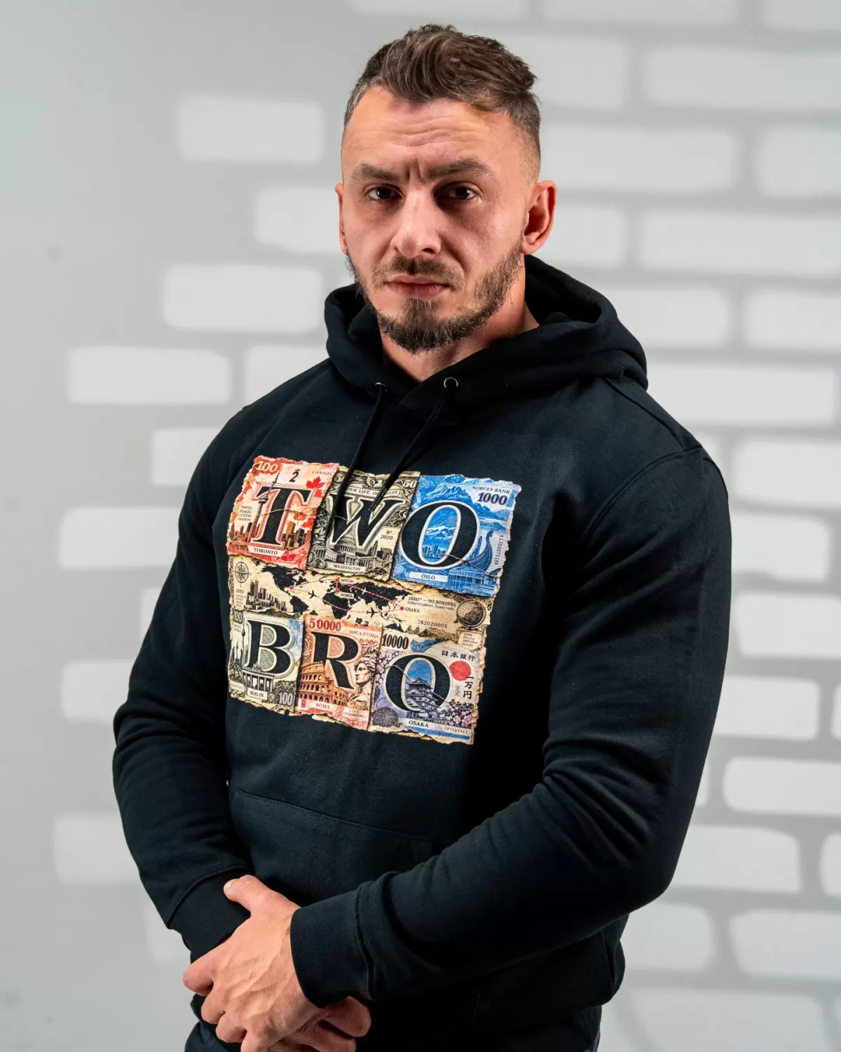 NO BORDERS - 2BRO - HOODIE - BLACK - 3